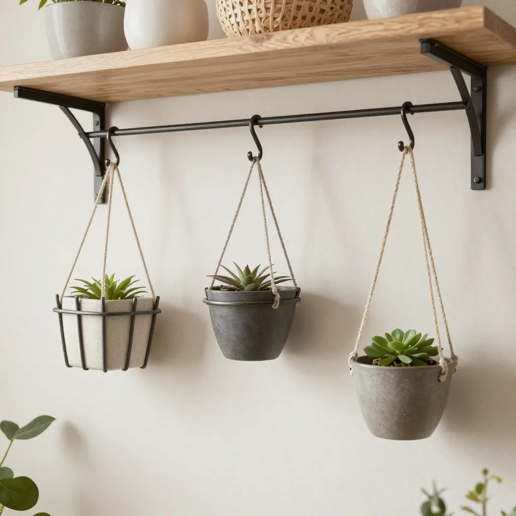 Planter on dark wood fence